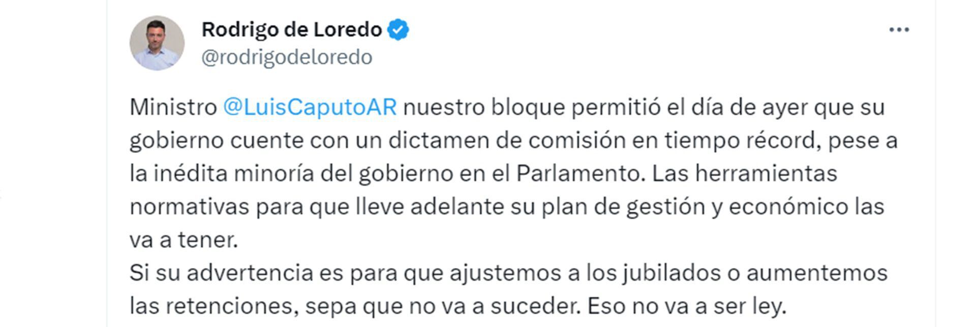 The message of Rodrigo De Loredo The message of Rodrigo De Loredo
